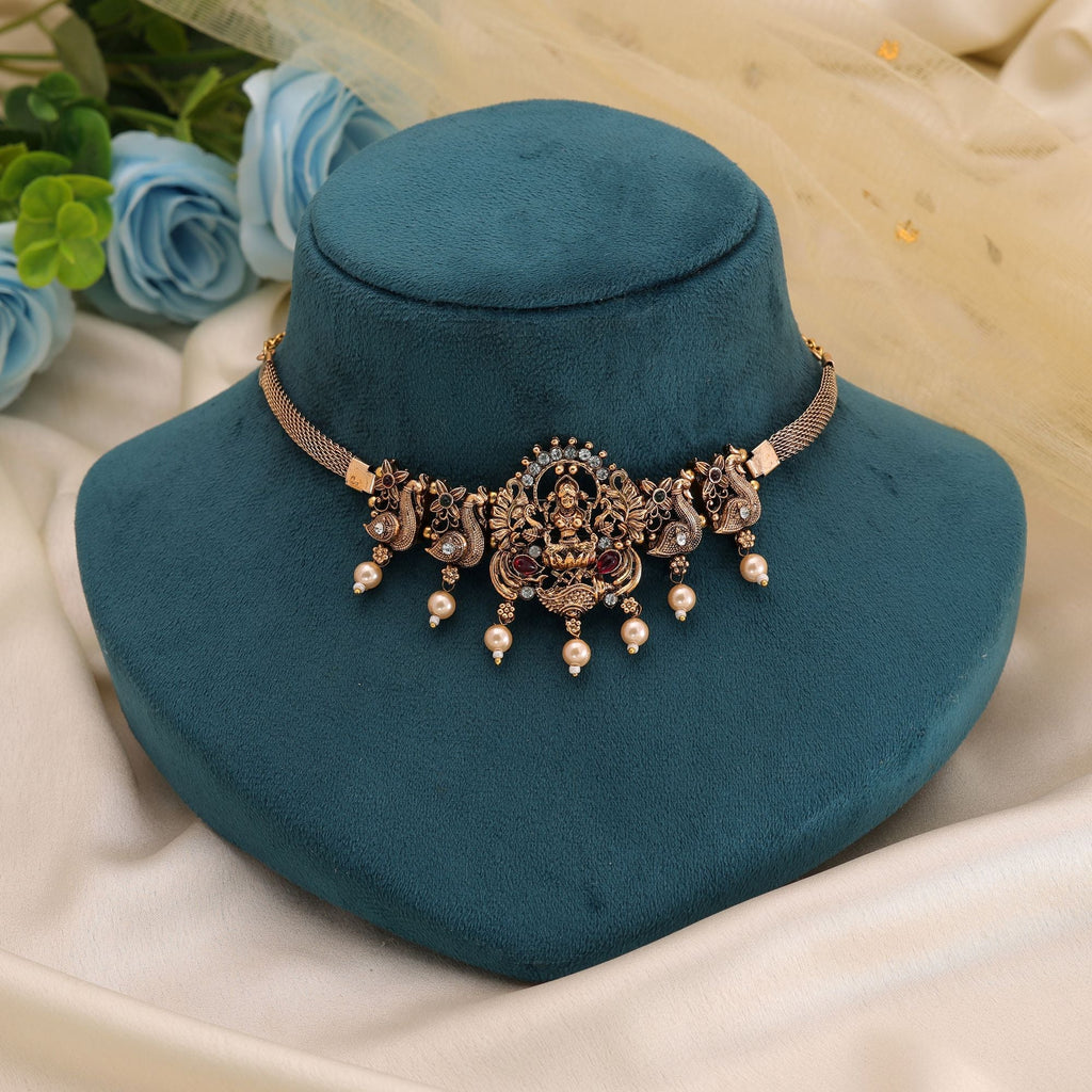 Rani & Green Color Festive Temple Necklace