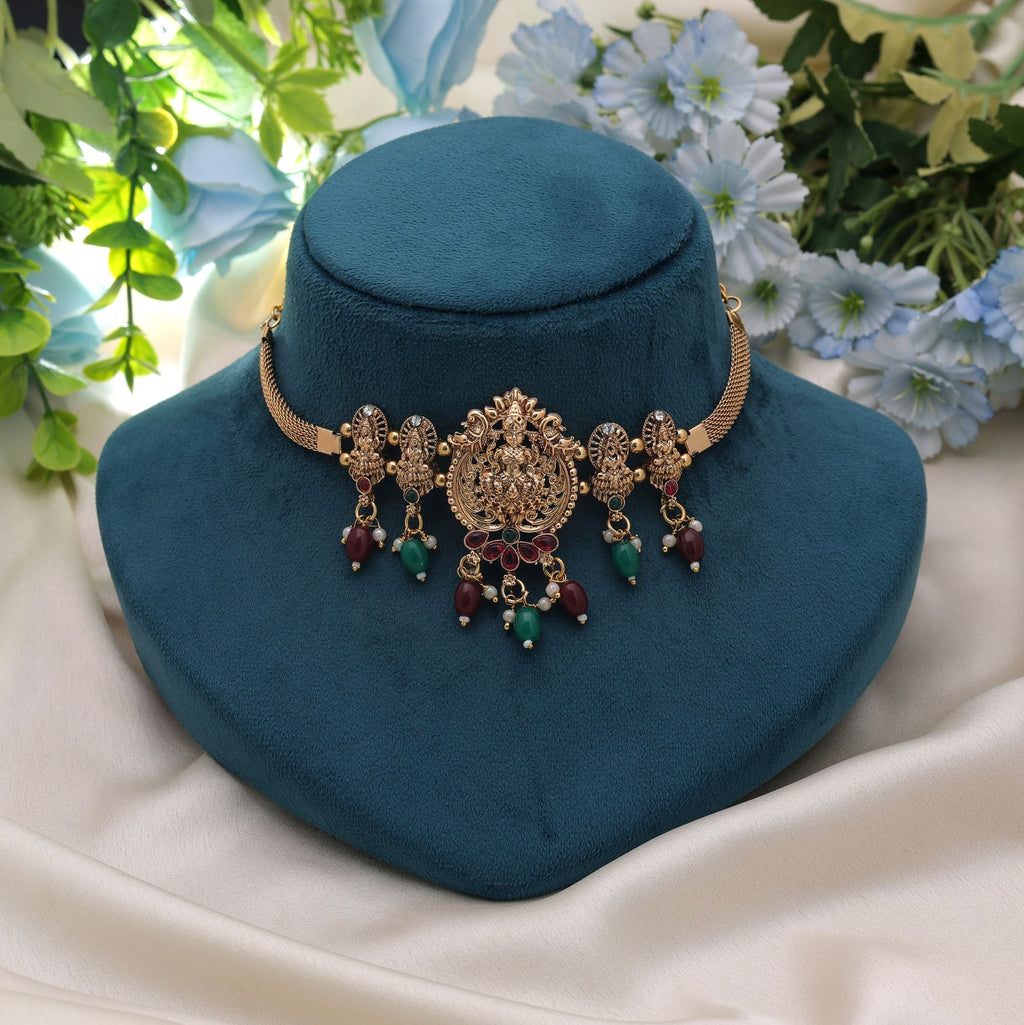 Maroon & Green Color South Indian Necklace
