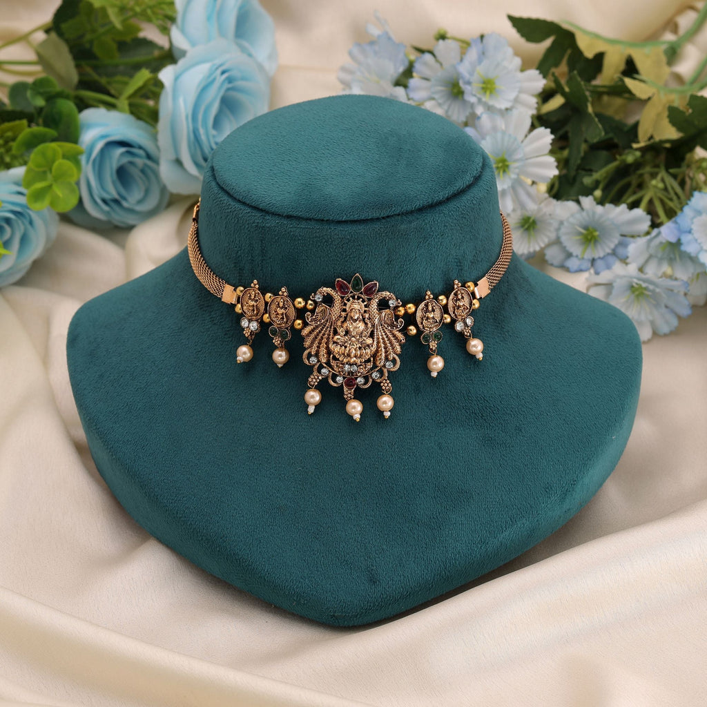 Rani & Green Color Antique Temple Necklace