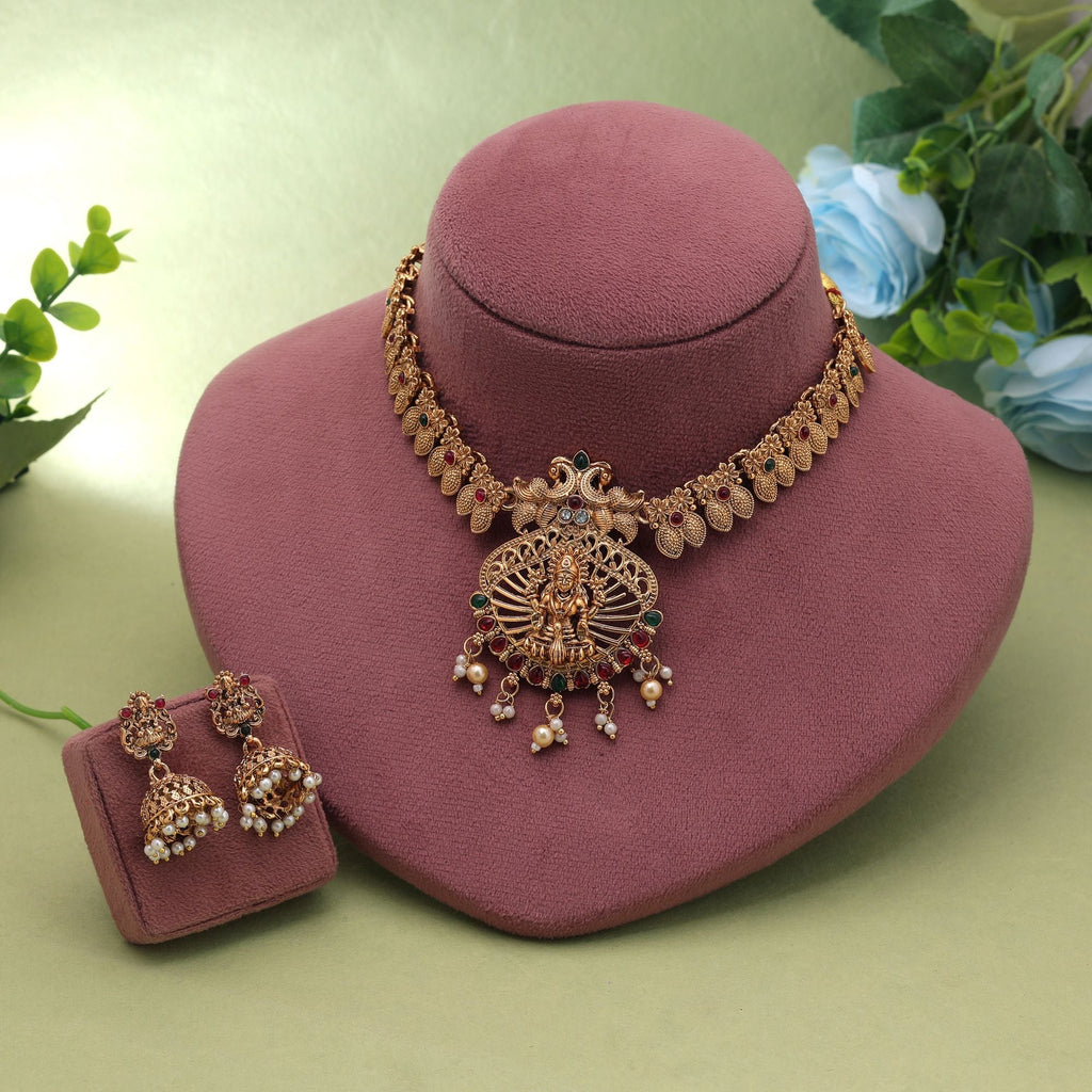 Rani & Green Color Temple Necklace Set Heritage Style