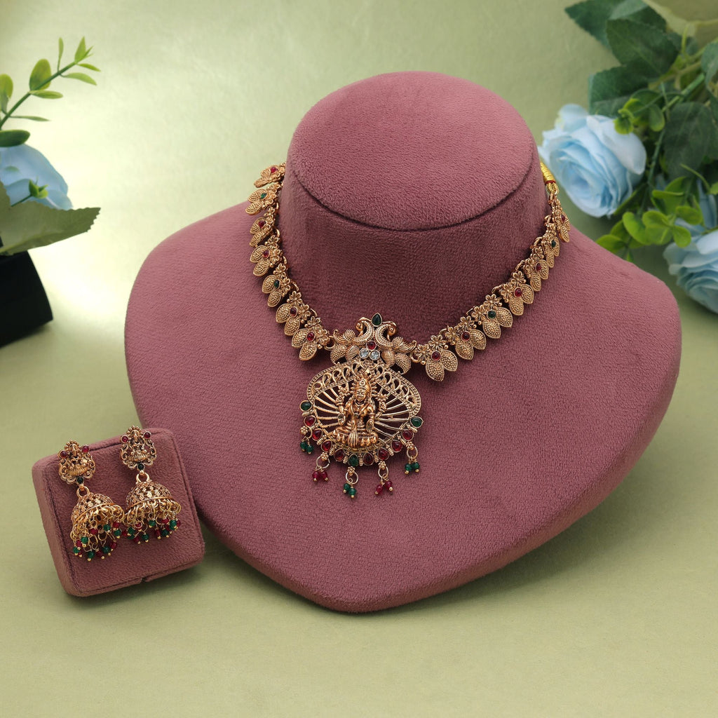Rani & Green Color Temple Necklace Set Temple Craft