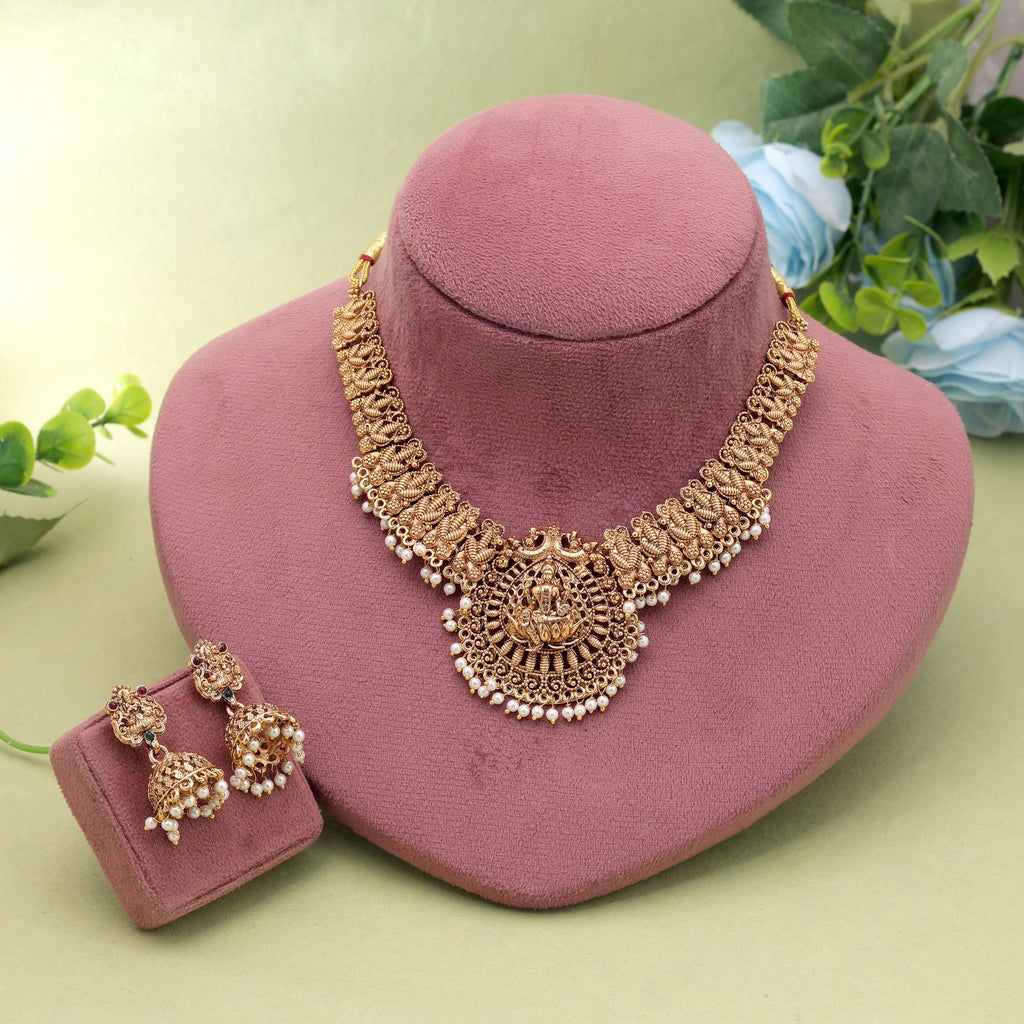 Gold Color Temple Necklace Set Temple Pattern