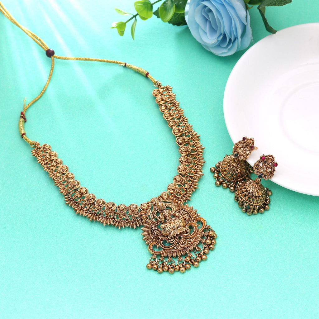 Gold Color Temple Necklace Set Traditional Artwork
