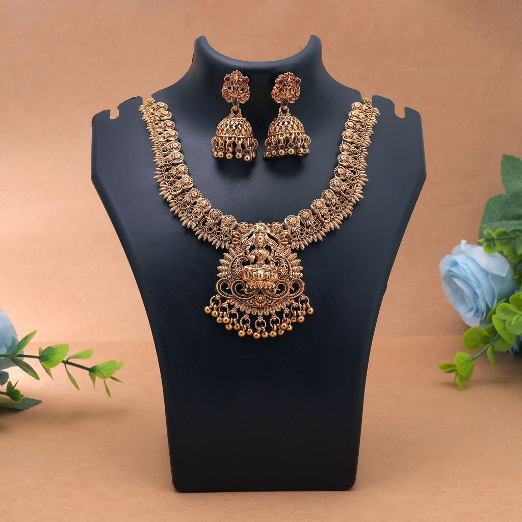 Gold Color Temple Necklace Set Traditional Artwork