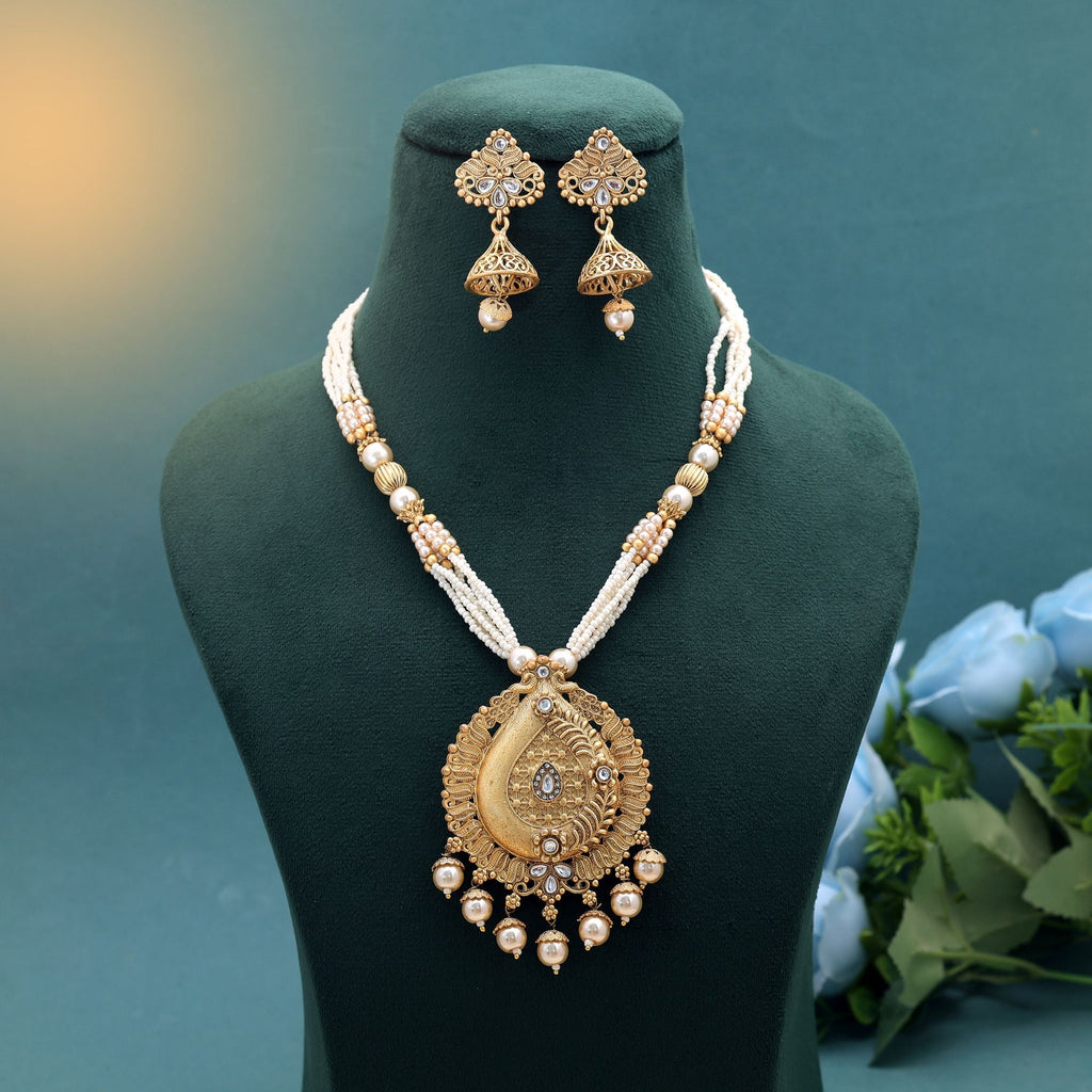 White Color Temple Necklace Jewelry Set Festive Style
