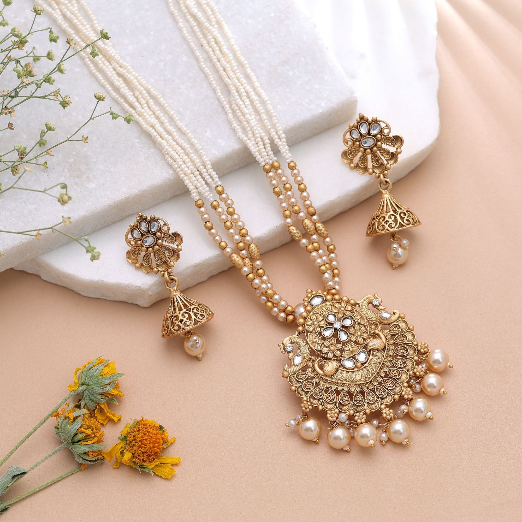 Multi Color Temple Necklace Jewelry Set Bridal Fashion