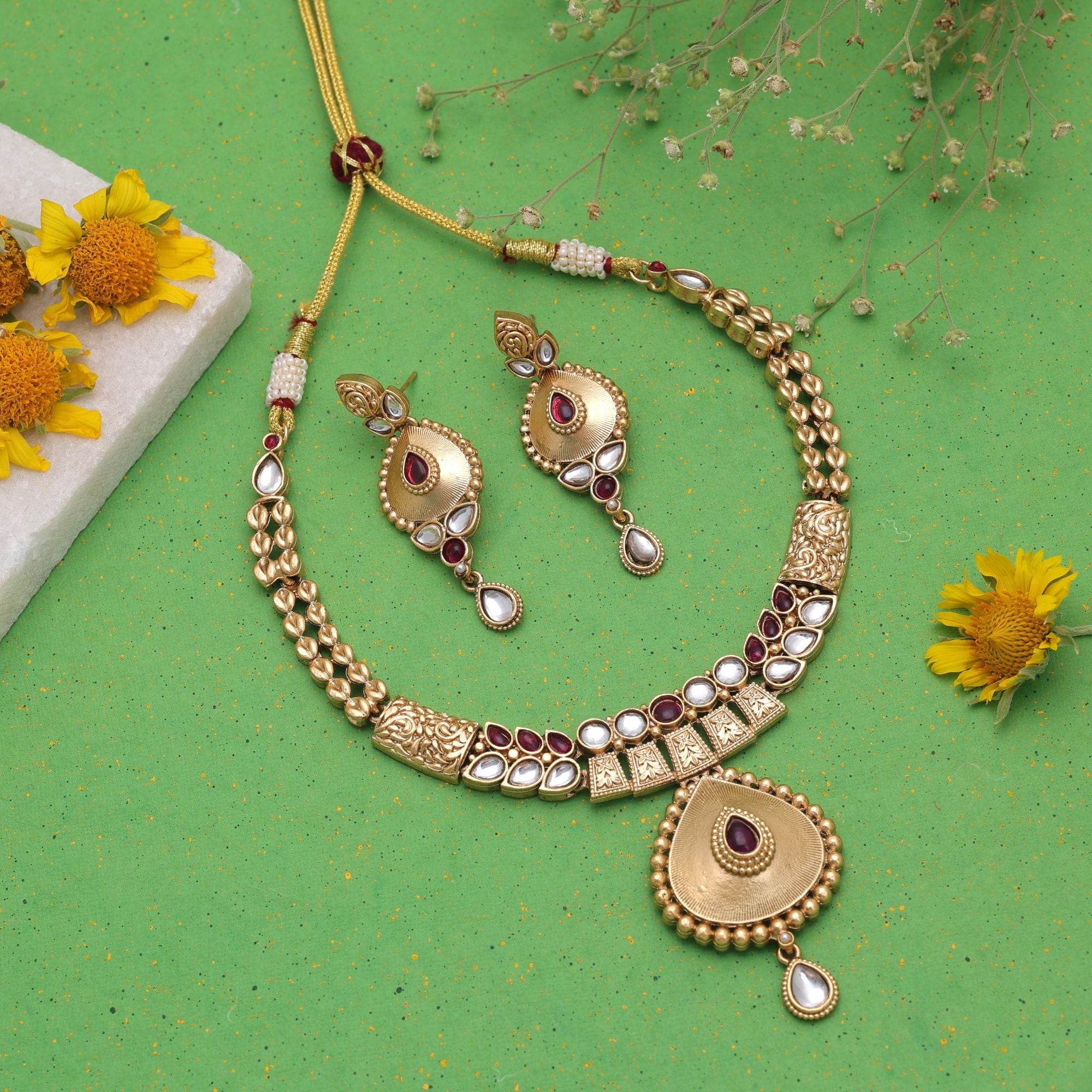 Rani Color Temple Necklace Jewelry Set Designer Style