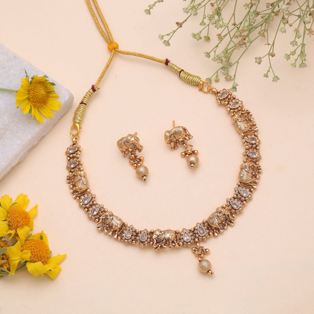 White Color Temple Necklace Jewelry Set Heritage Design
