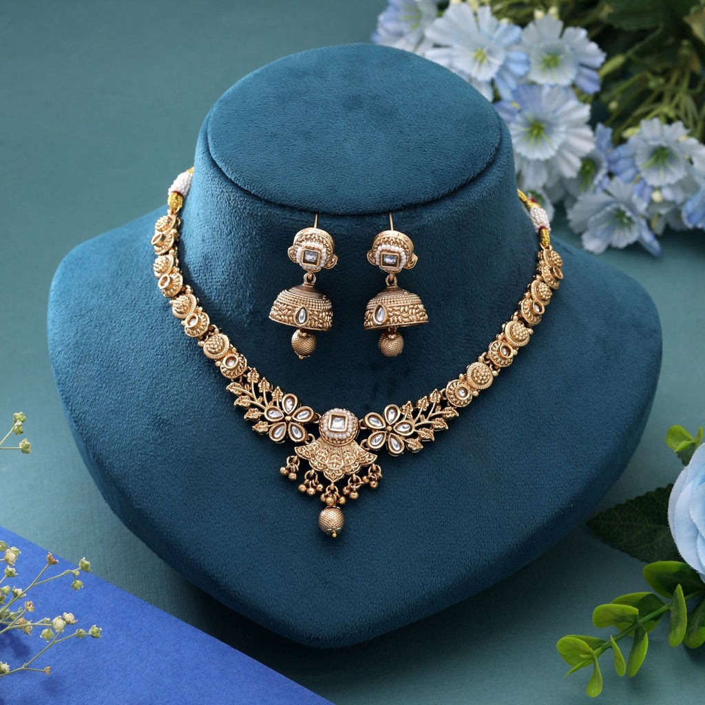 White Color Temple Necklace Jewelry Set Traditional Artwork