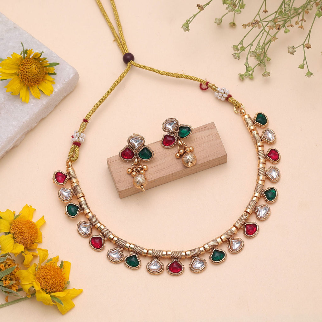 Multi Color Temple Necklace Jewelry Set Heritage Design