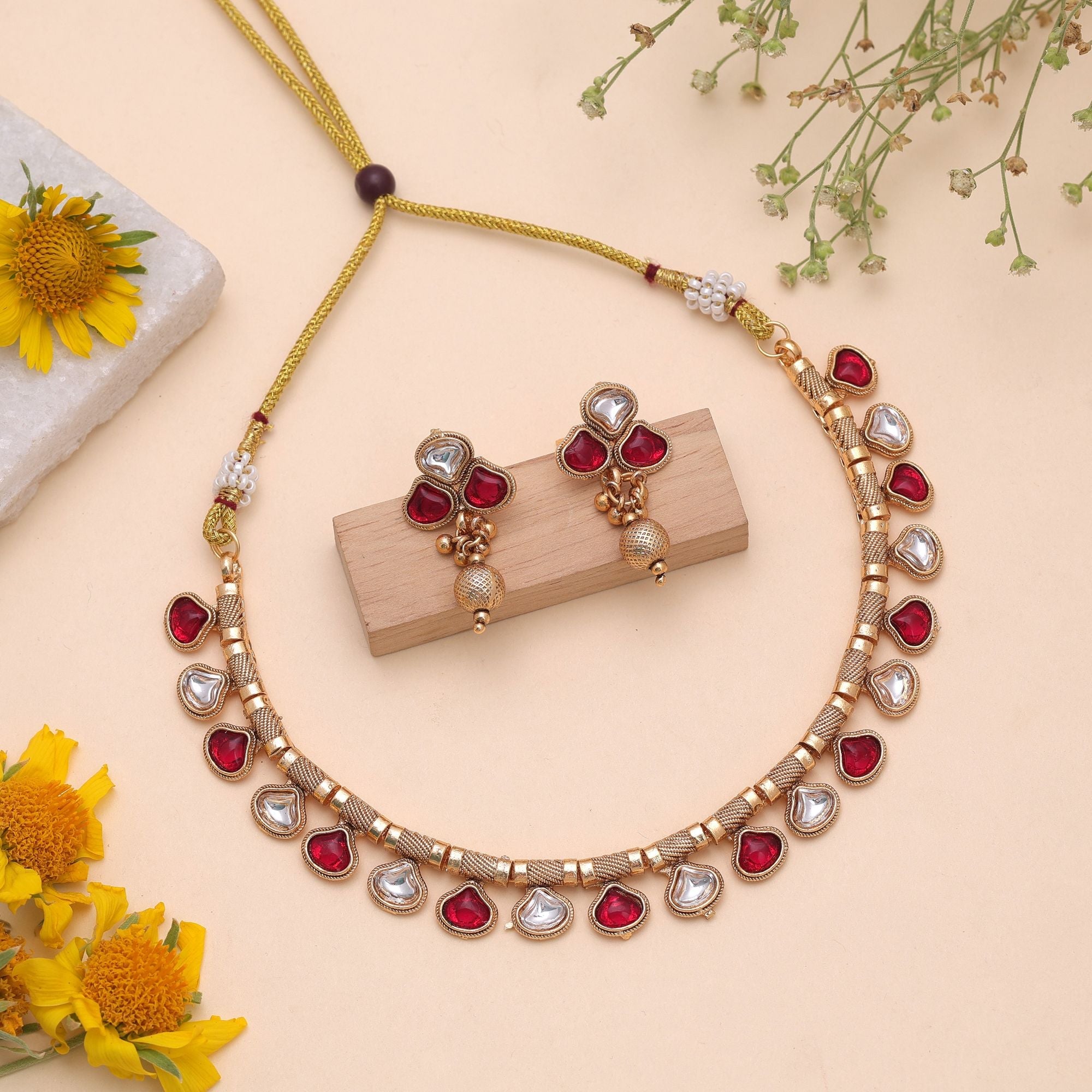 Rani Color Temple Necklace Jewelry Set Festive Appeal