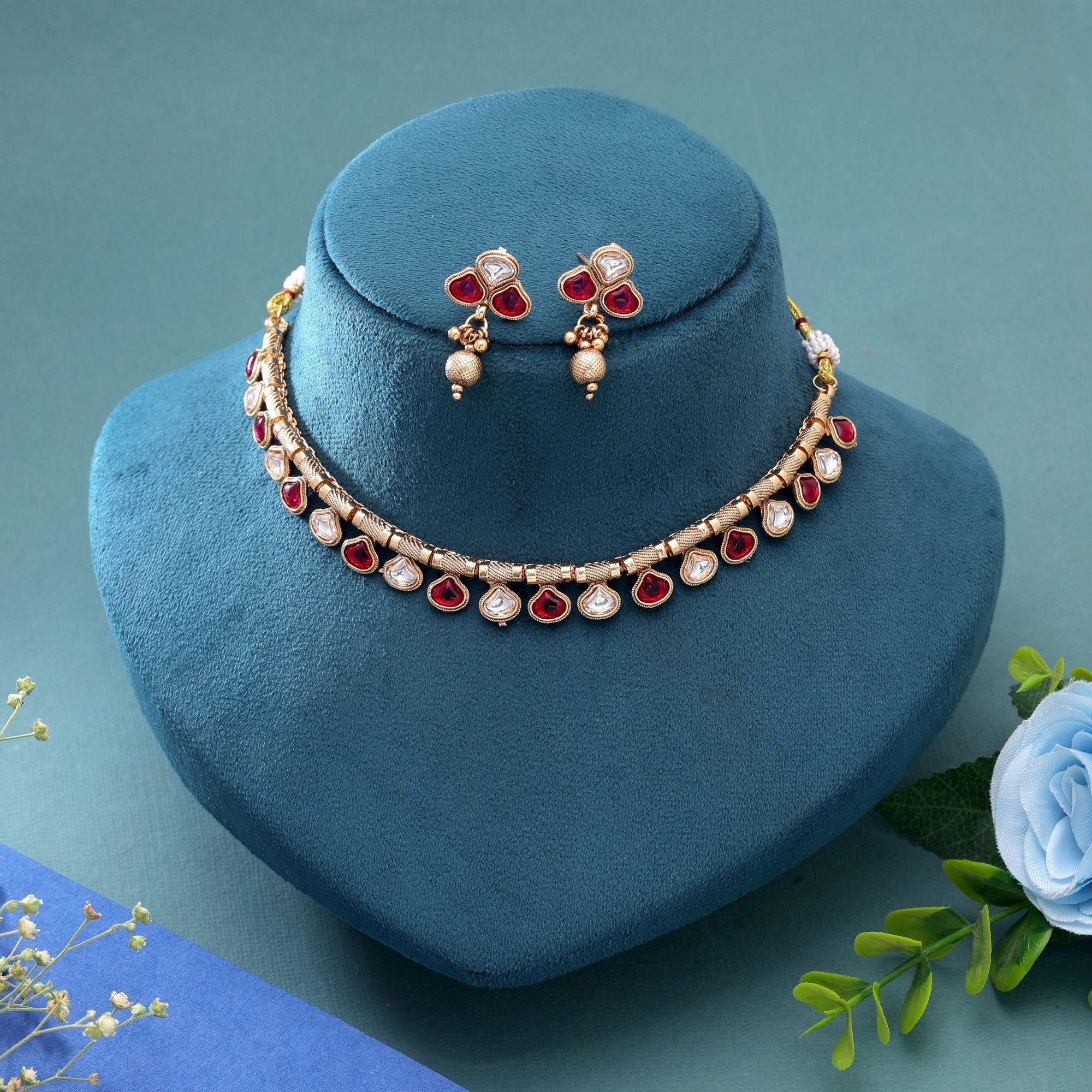 Rani Color Temple Necklace Jewelry Set Festive Appeal