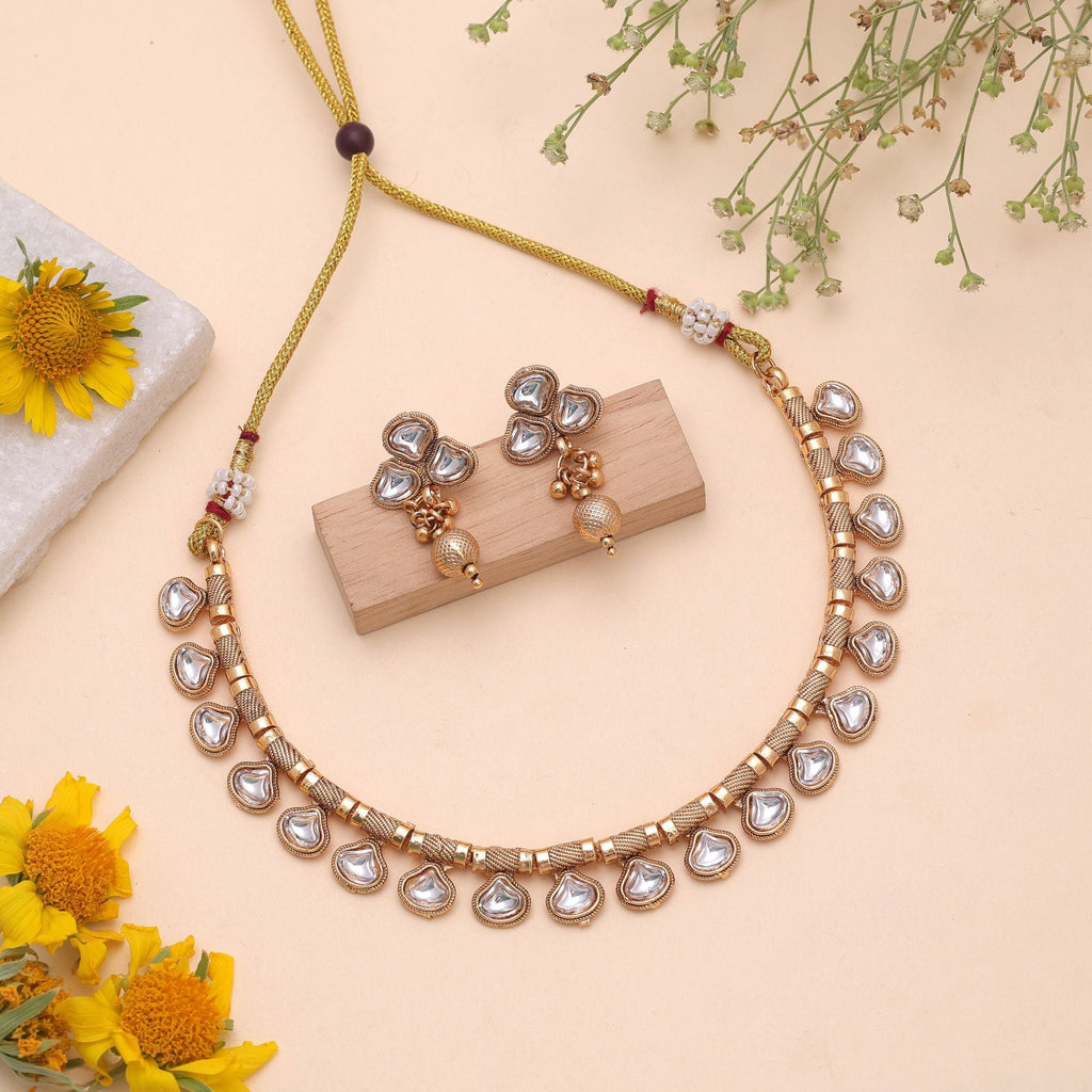 White Color Temple Necklace Jewelry Set Handmade Antique Style