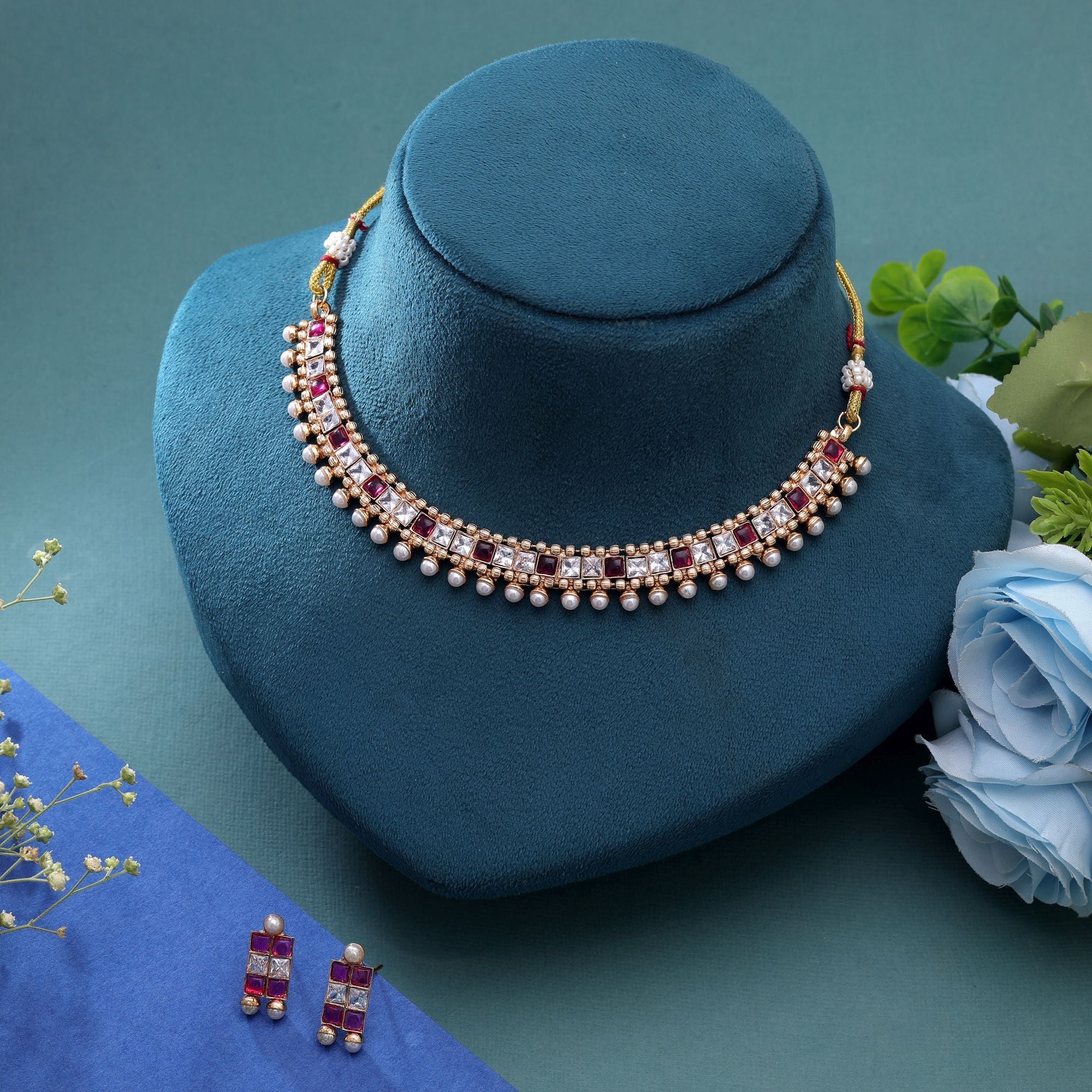 Rani Color Temple Necklace Jewelry Set Handmade Collection