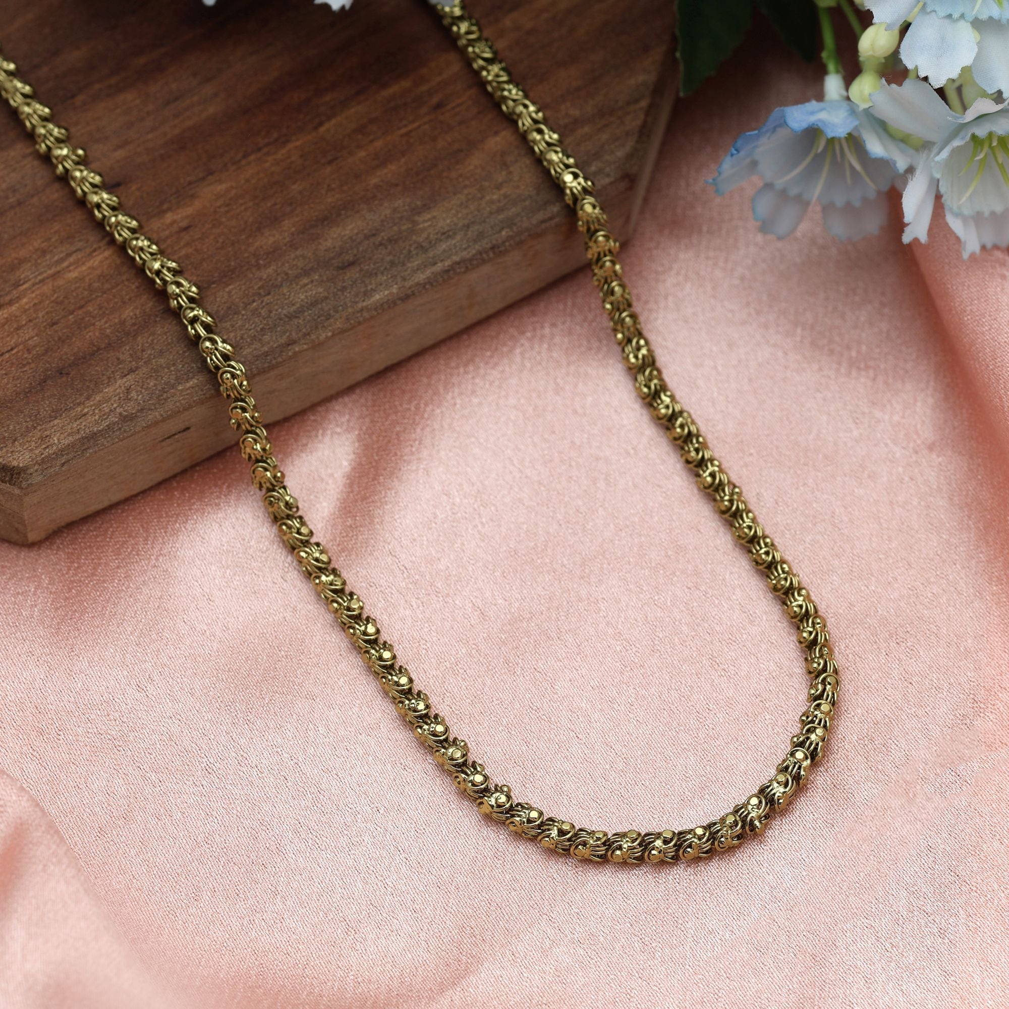 Gold Color Fashion Chain Necklace (Mala) (FNTRDN131GLD)