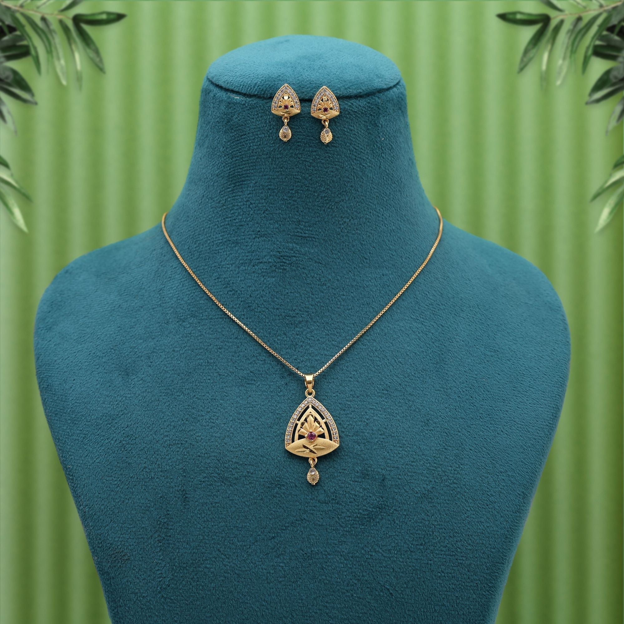 Gold Wedding & Cultural Pendant Set