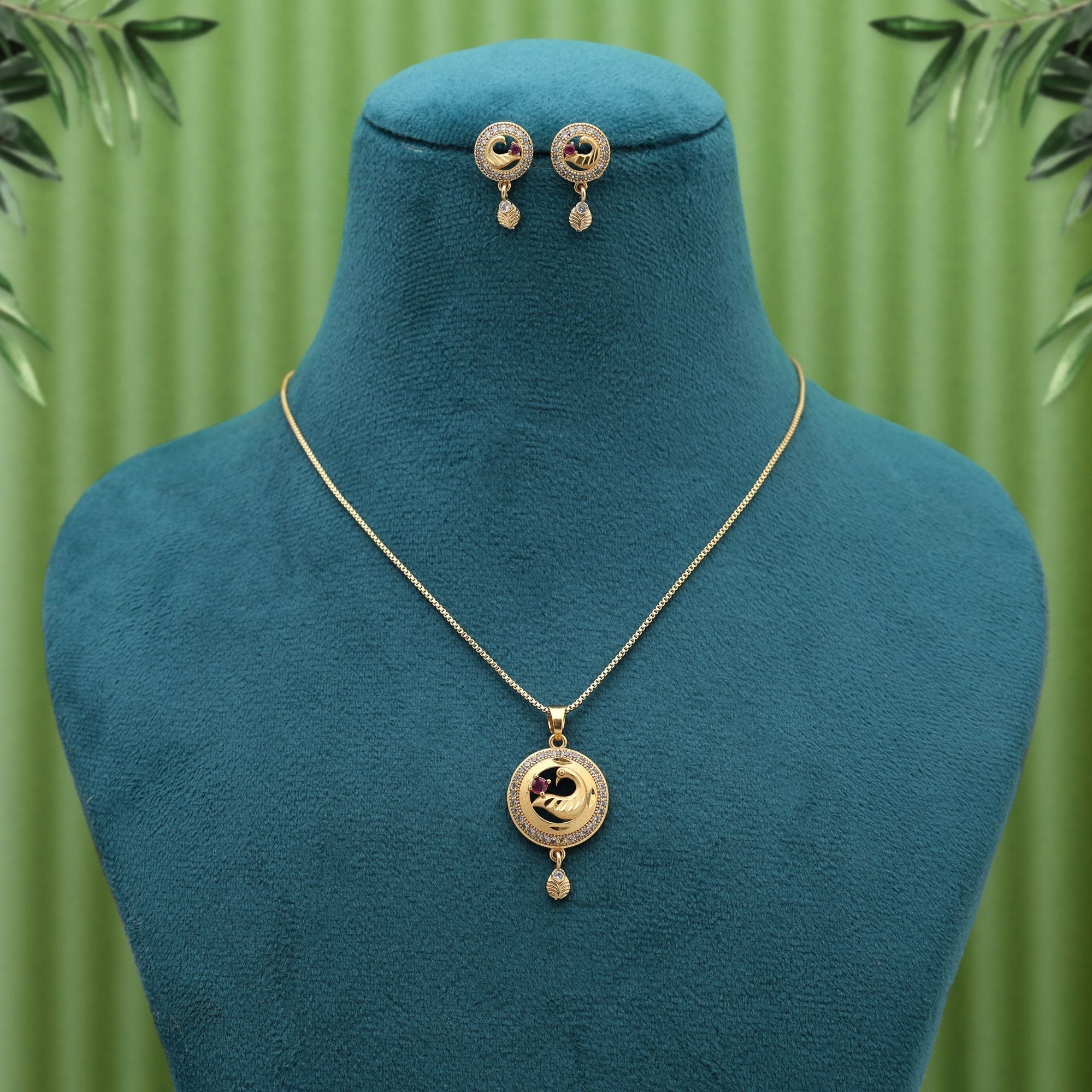 Classic Elegant Gold Pendant & Earrings