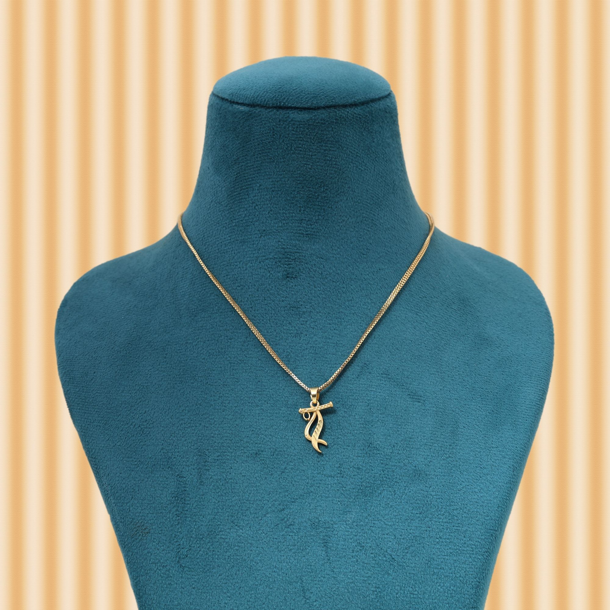 Gold Color Chain Pendant Inspired Shri Krishna Flute Design For Cultural Wear