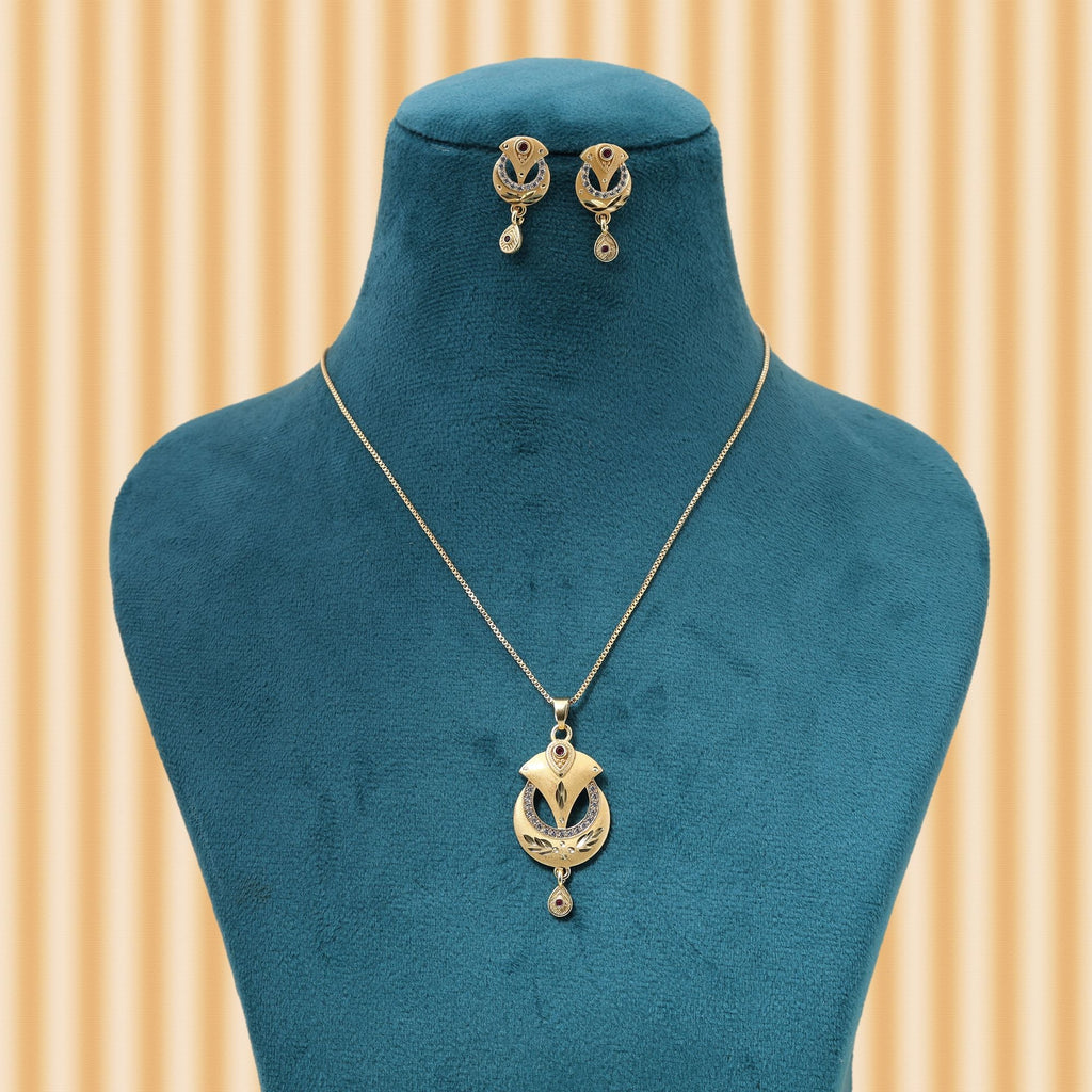 Gold Color Chain Pendant With Earring Created For Stylish Women Who Love Ethnic Jewelry