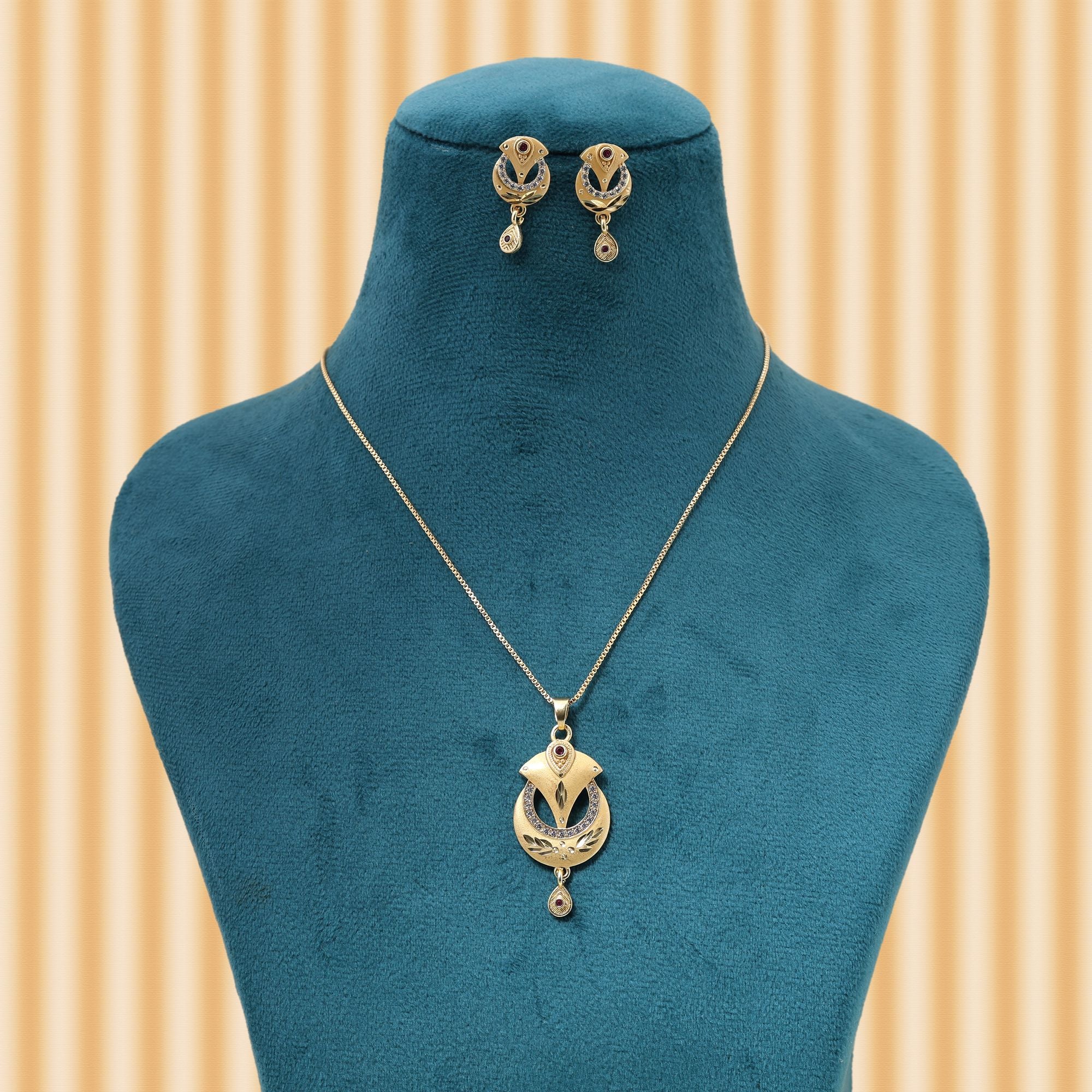 Gold Color Chain Pendant With Earring Created For Stylish Women Who Love Ethnic Jewelry