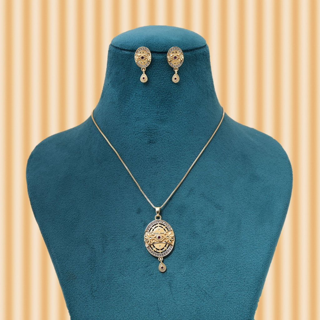 Multi Color Chain Pendant With Earring Featuring Fish Design Inspired Artistic Jewelry Style