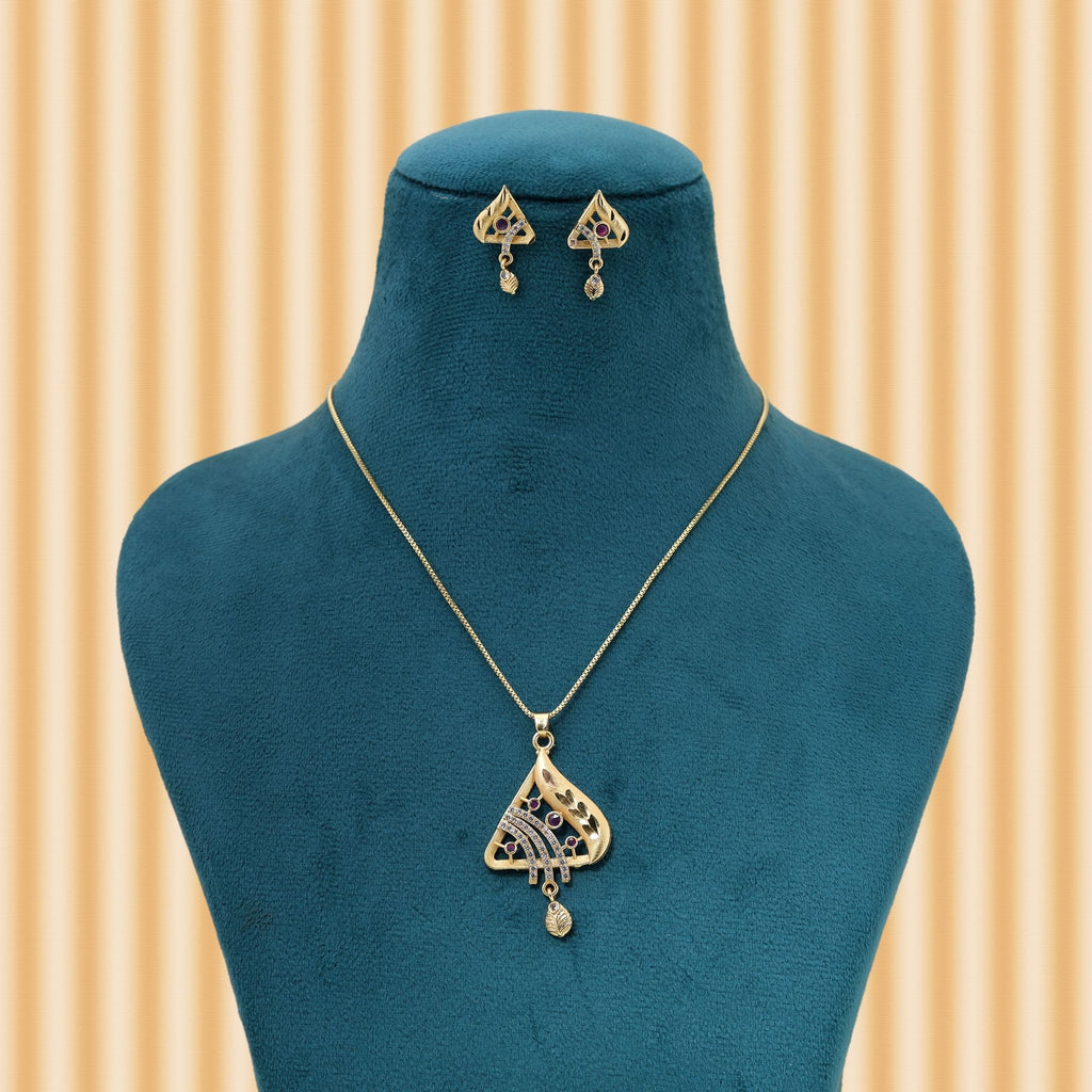Gold Color Chain Pendant With Earring Showcasing Elegant Form For Timeless Jewelry Lovers