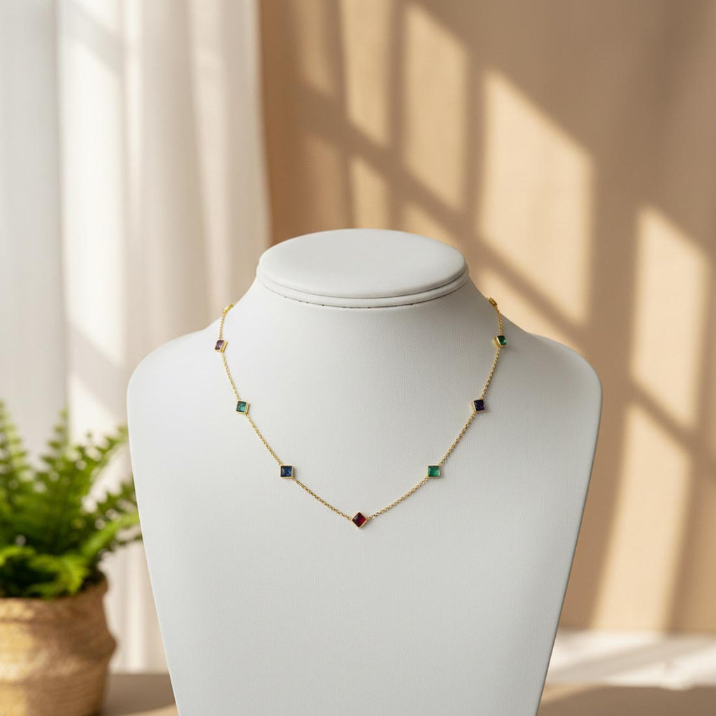 Multi Color Beaded Fashion Chain Necklace (Mala)