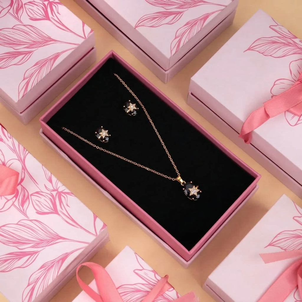 Black Anti Tarnish Chain Pendant Set