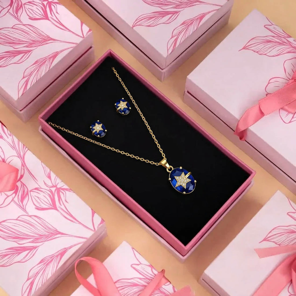 Blue Meenakari Chain Pendant Set