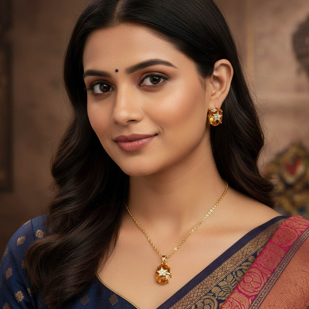 Gold Anti Tarnish Chain Pendant Set