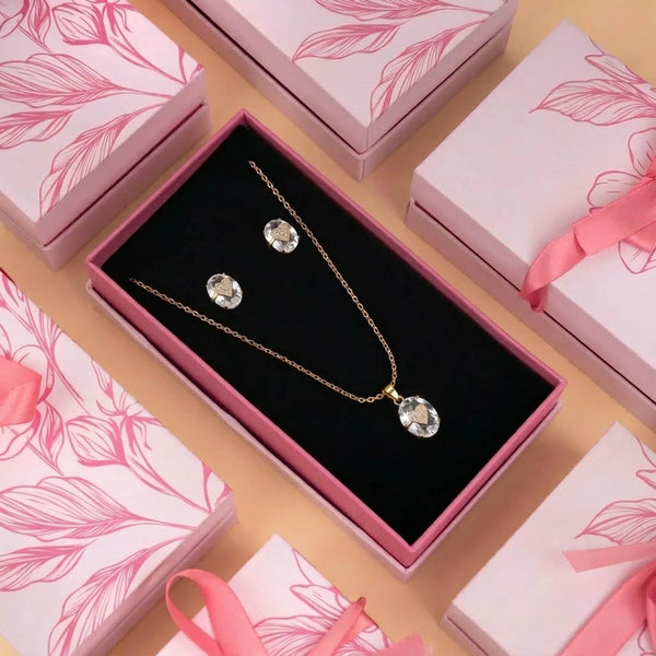 White Anti Tarnish Chain Pendant Set