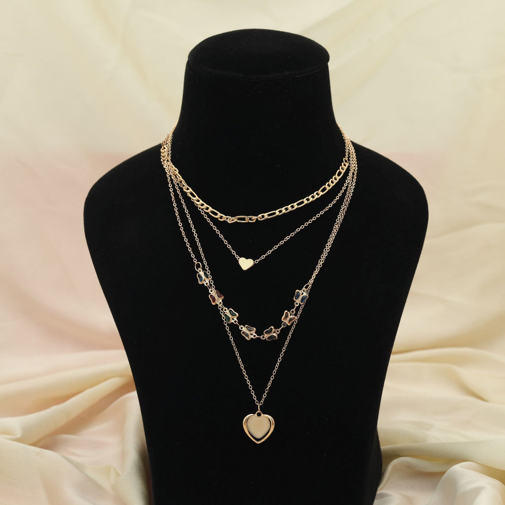 Multi Color Multi Layer Chain Necklace Modern Layered