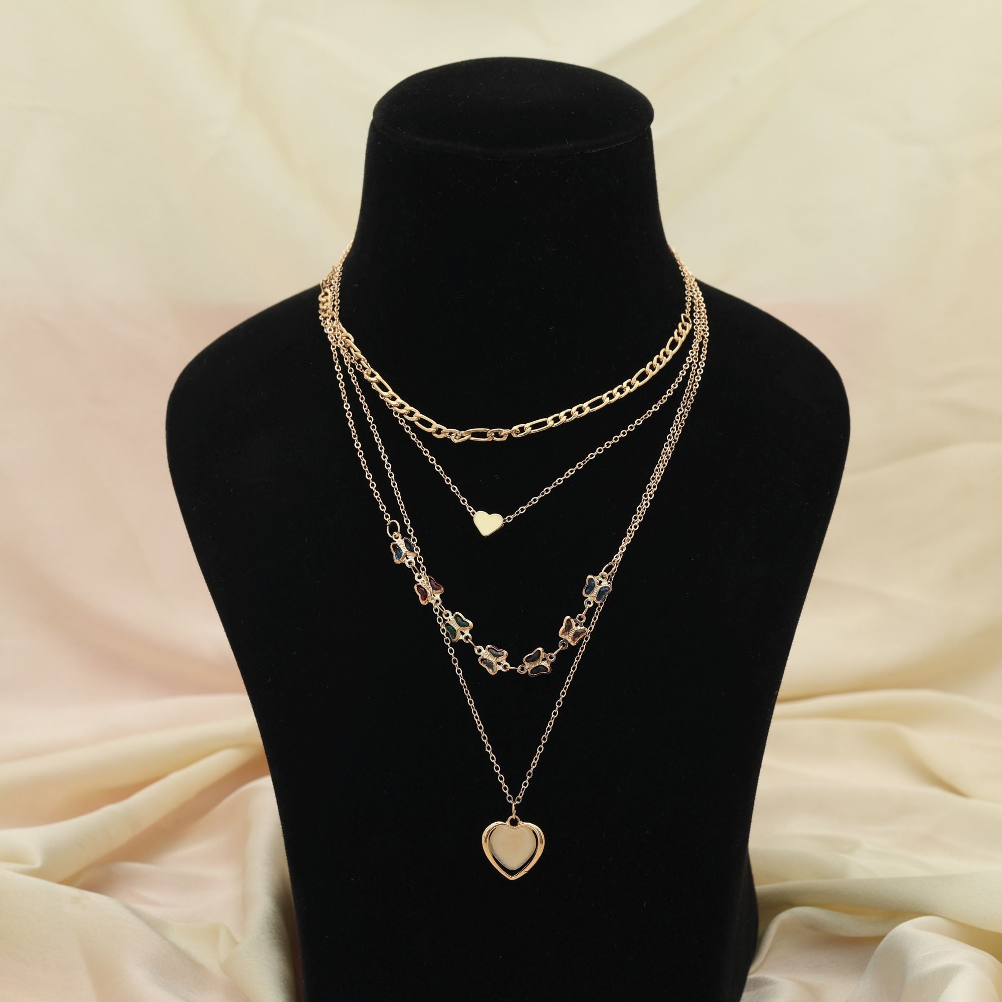 Multi Color Multi Layer Chain Necklace Modern Layered
