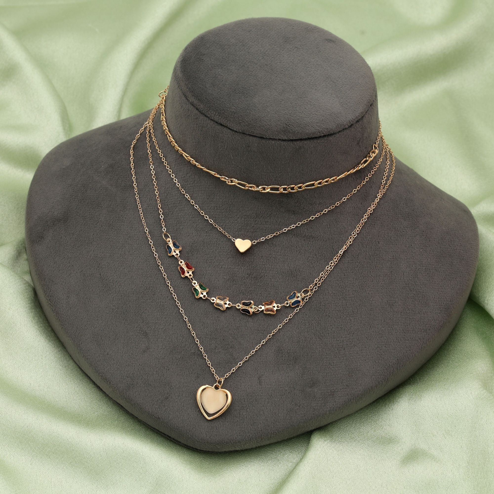 Multi Color Multi Layer Chain Necklace Modern Layered