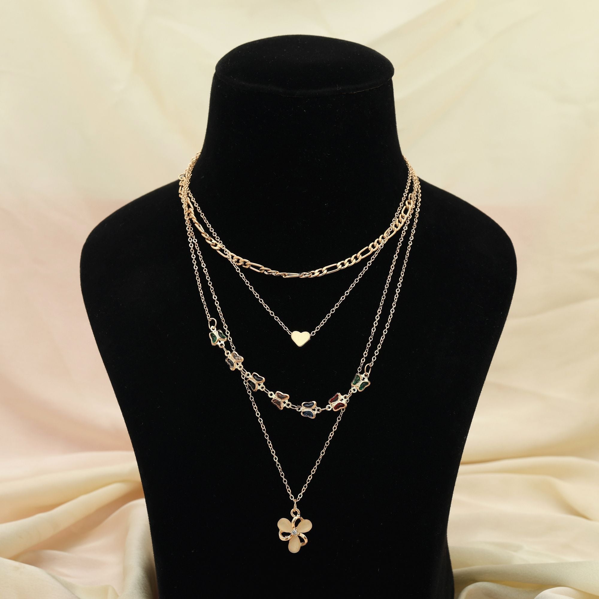 Multi Color Multi Layer Chain Necklace Statement Style