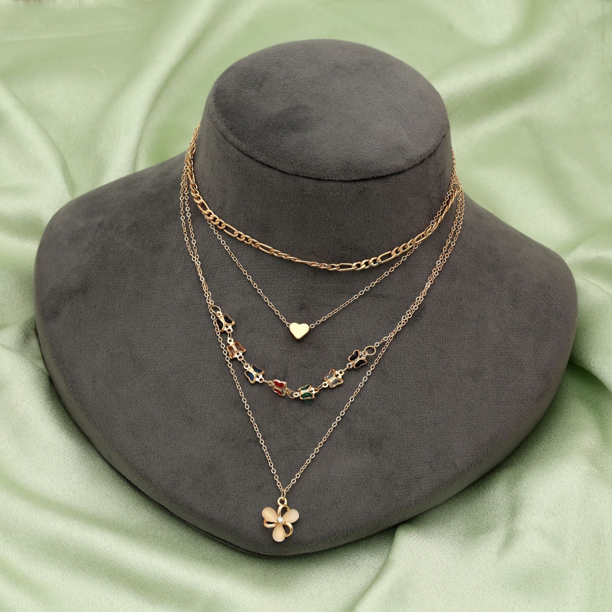 Multi Color Multi Layer Chain Necklace Statement Style