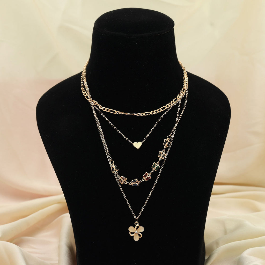 Multi Color Multi Layer Chain Necklace Elegant Design