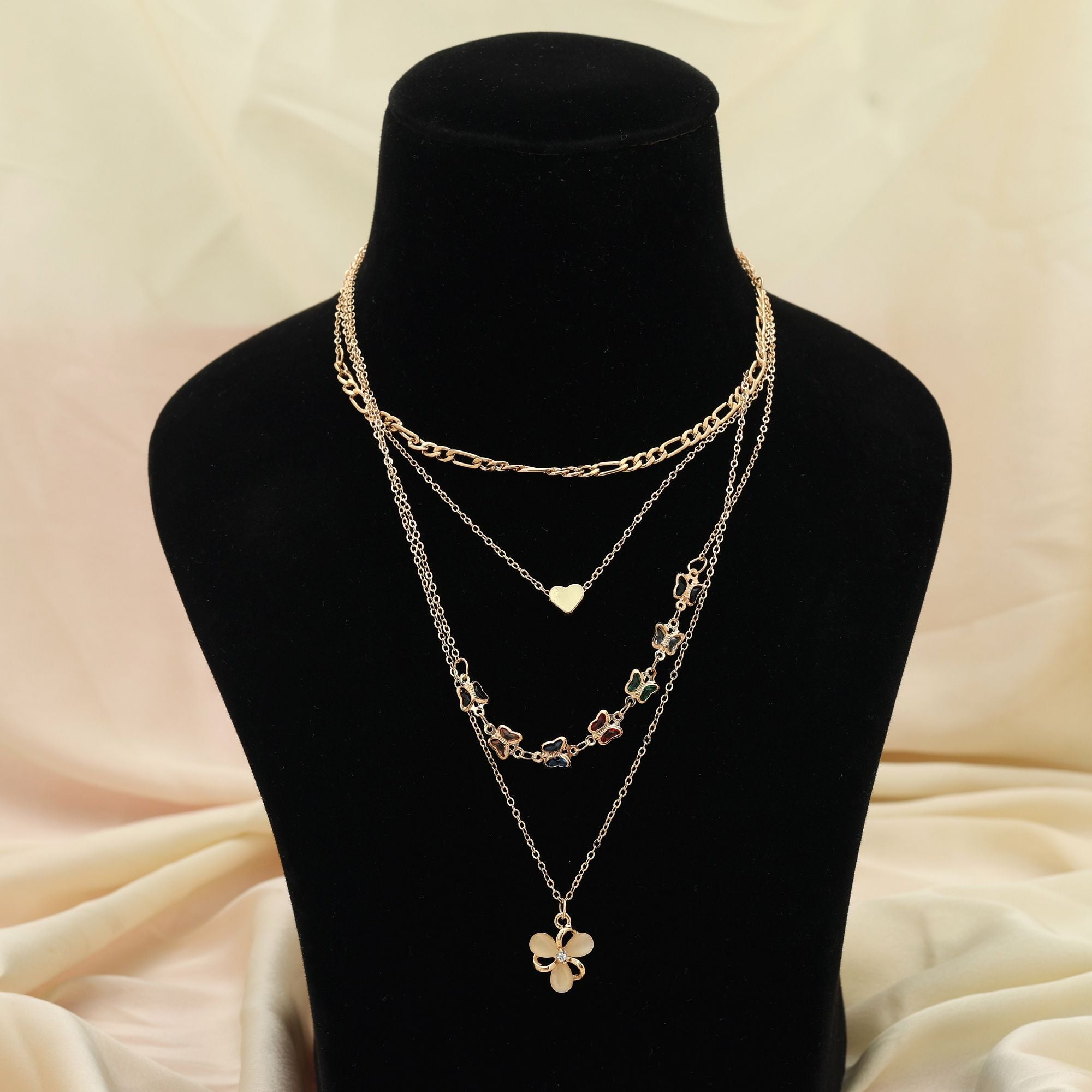 Multi Color Multi Layer Chain Necklace Elegant Design