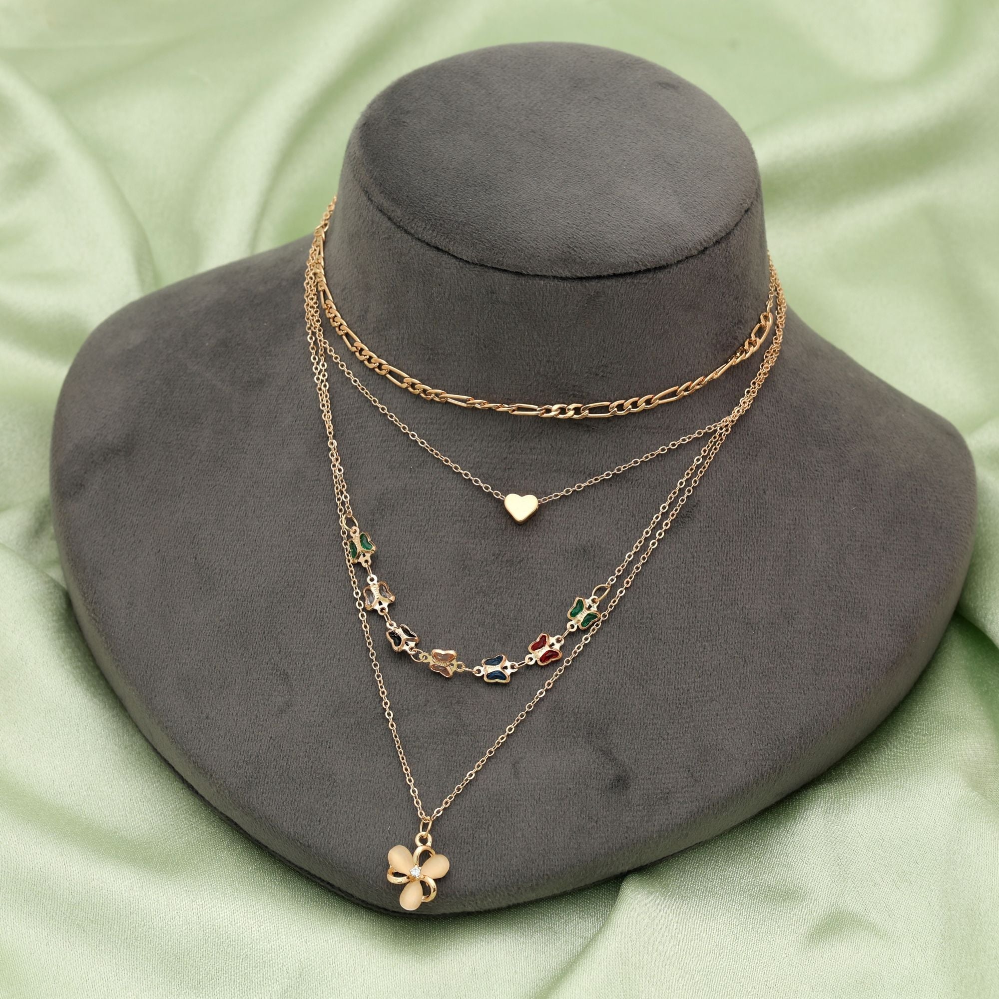 Multi Color Multi Layer Chain Necklace Elegant Design