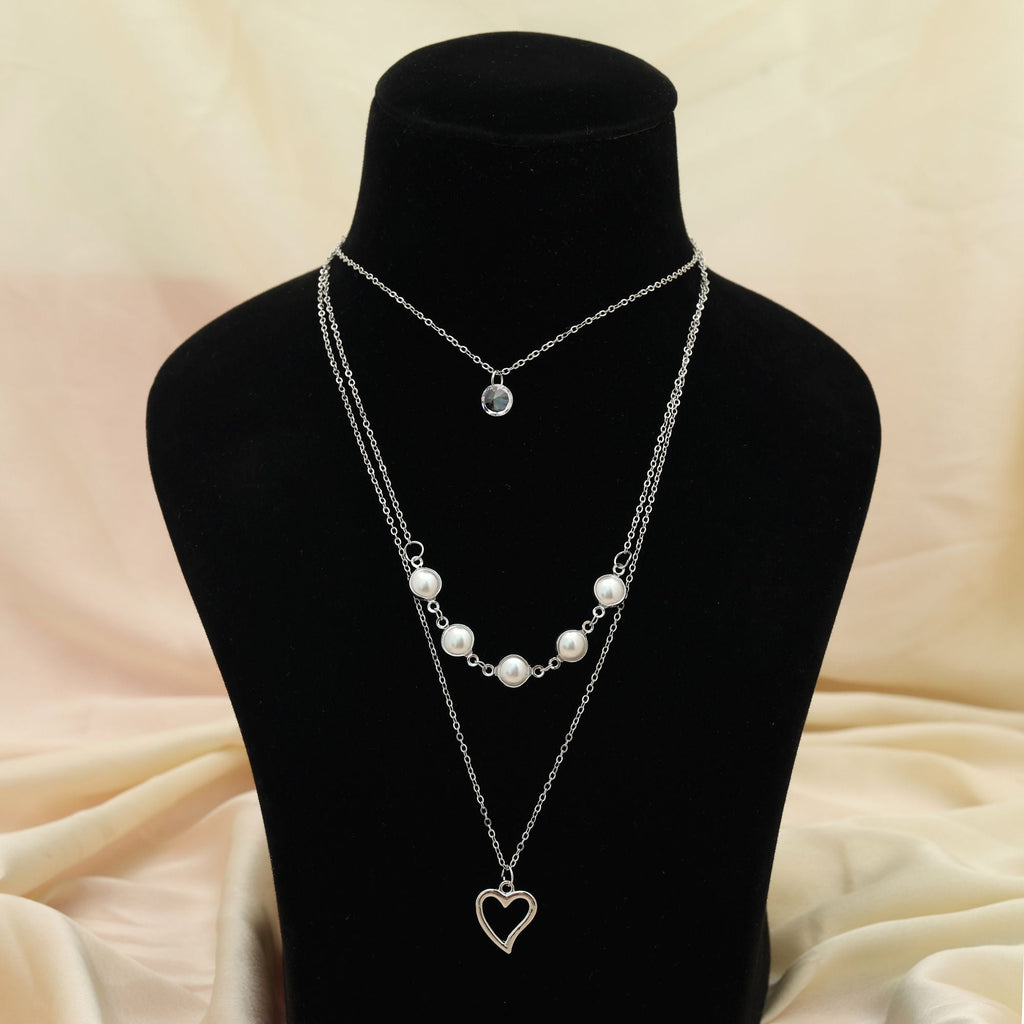 Silver Color Multi Layer Chain Necklace Classic Style