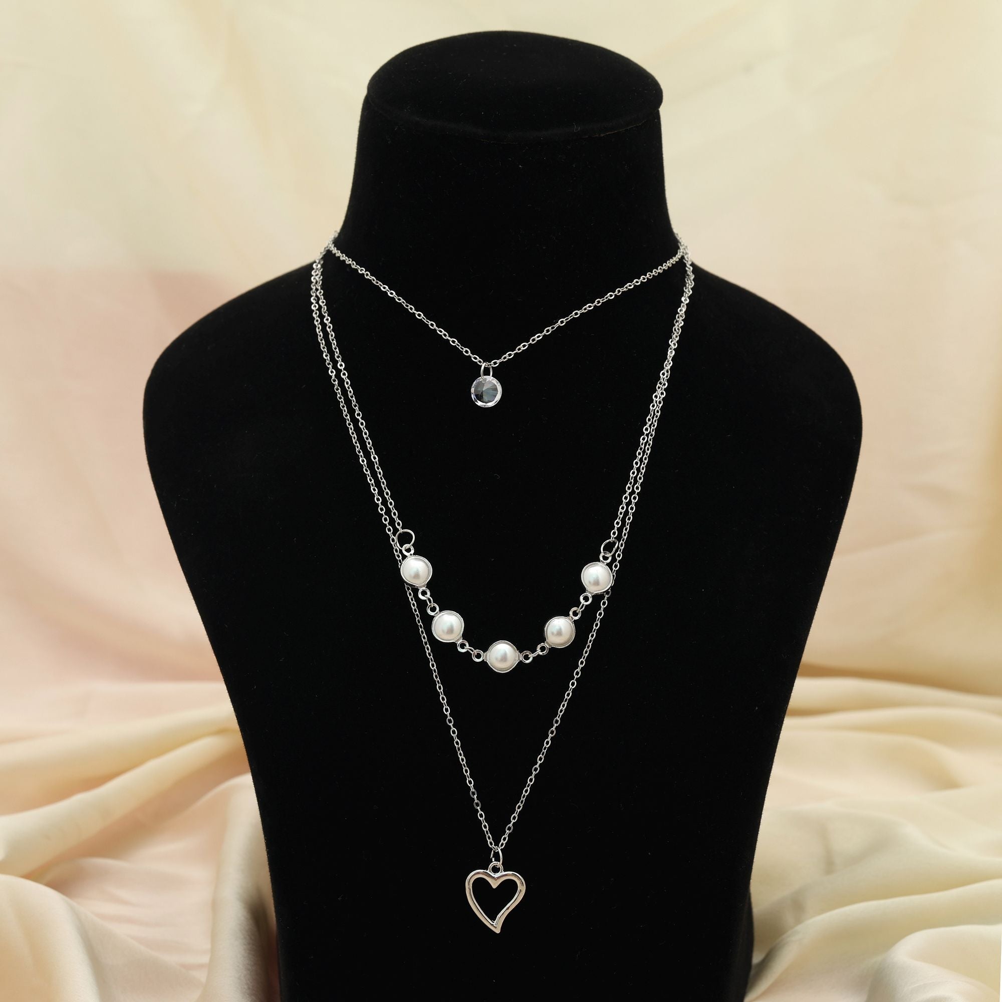 Silver Color Multi Layer Chain Necklace Classic Style