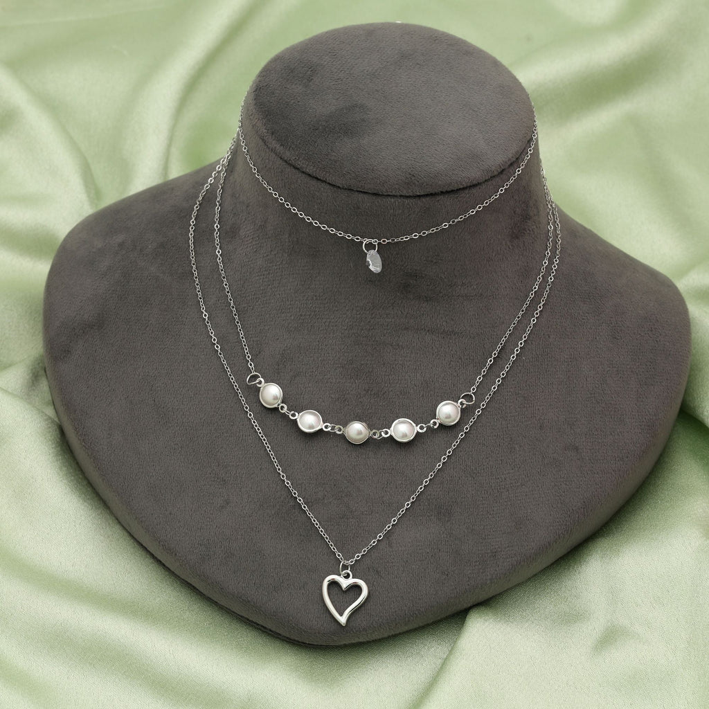 Silver Color Multi Layer Chain Necklace Classic Style