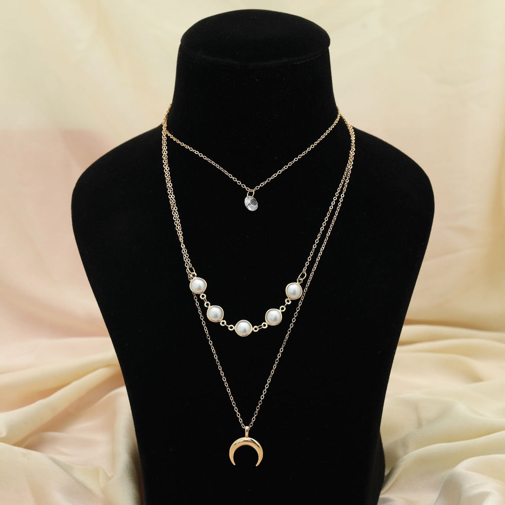Gold Color Multi Layer Chain Necklace Modern Style