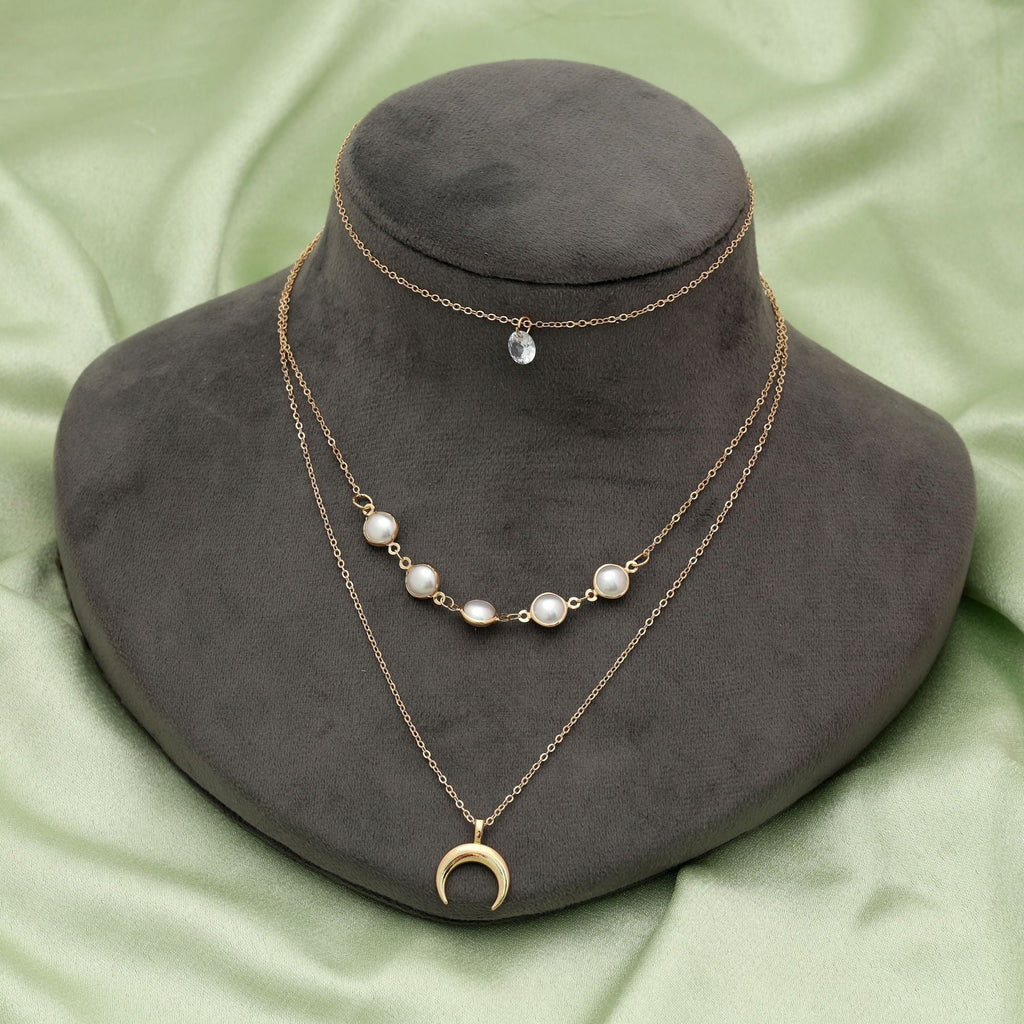 Gold Color Multi Layer Chain Necklace Modern Style
