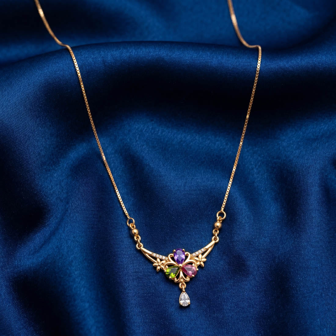 Multi Color Glass Stone Fashion Necklace