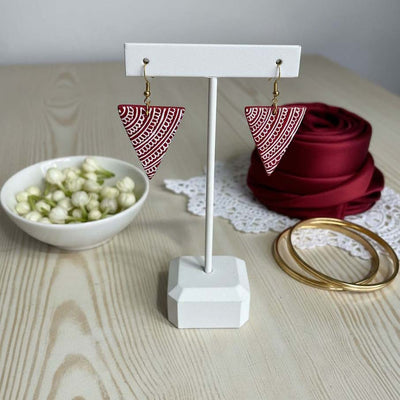 Red Color Wooden Handcraft Earrings Designed With Classic Ethnic Handmade Wooden Bead Elements