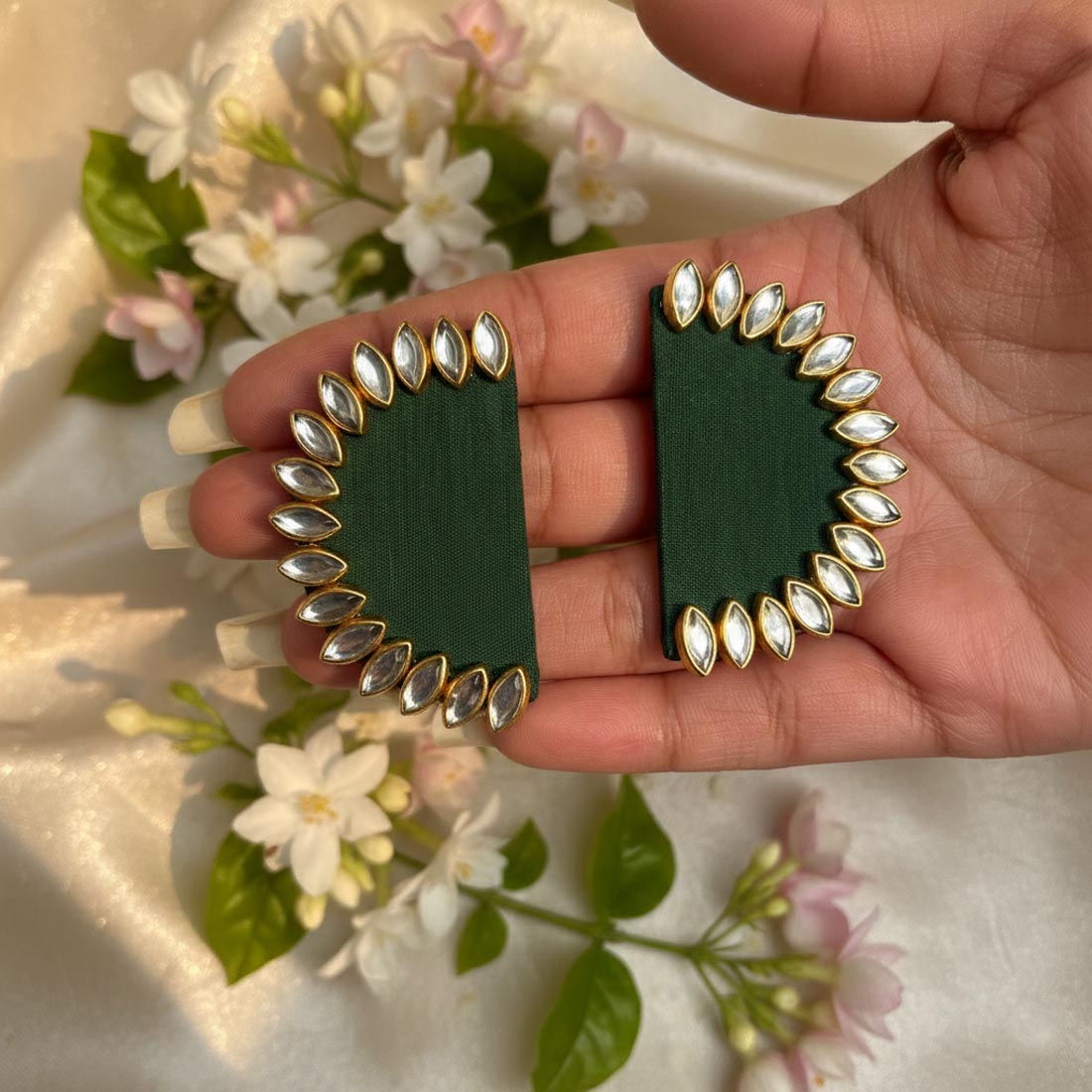 Green Color Wooden Handcraft Earrings – Classic Finish