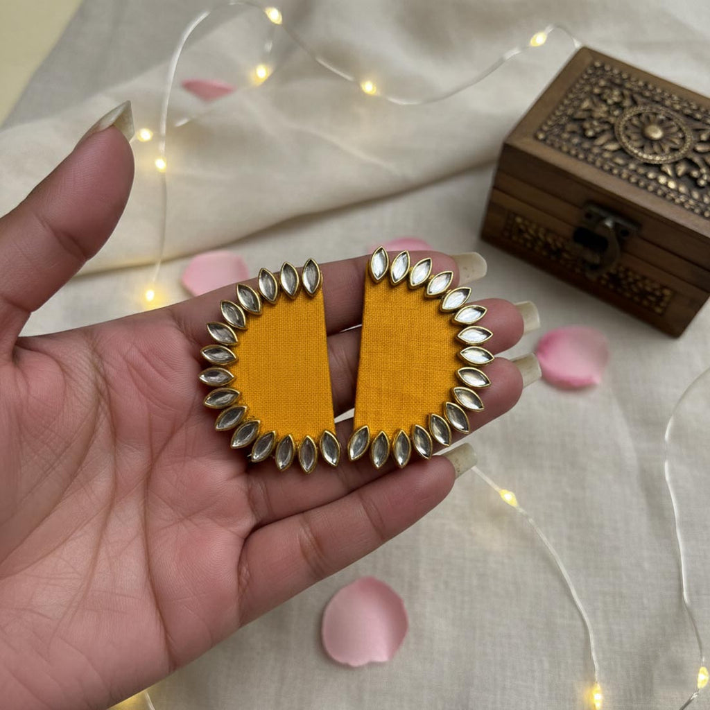 Yellow Color Wooden Handcraft Earrings – Festive Look