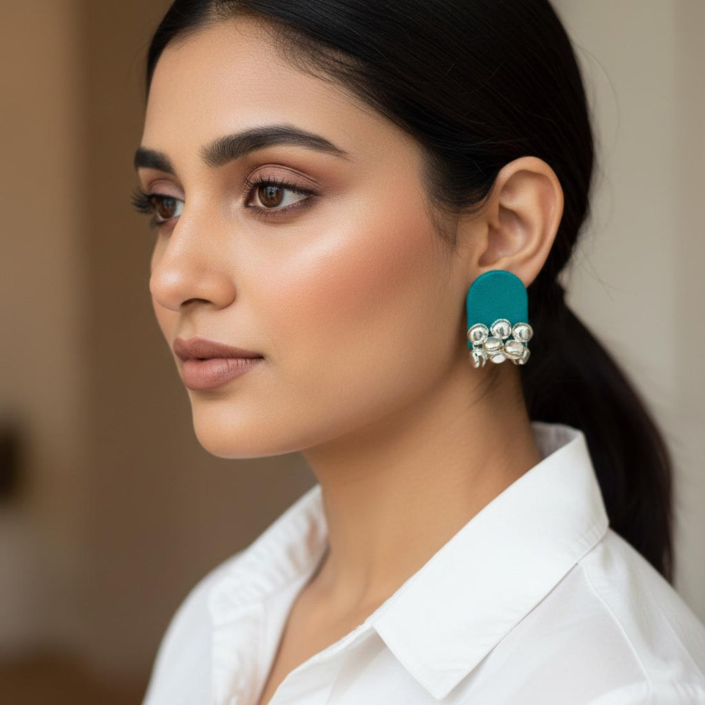 Rama Green Color Wooden Handcraft Earrings – Artisan Detail