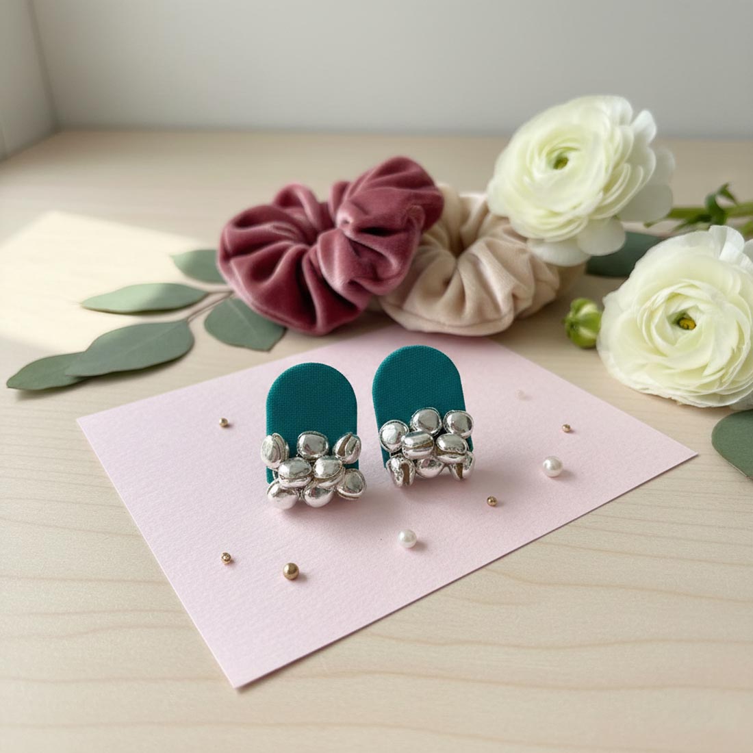 Rama Green Color Wooden Handcraft Earrings – Artisan Detail